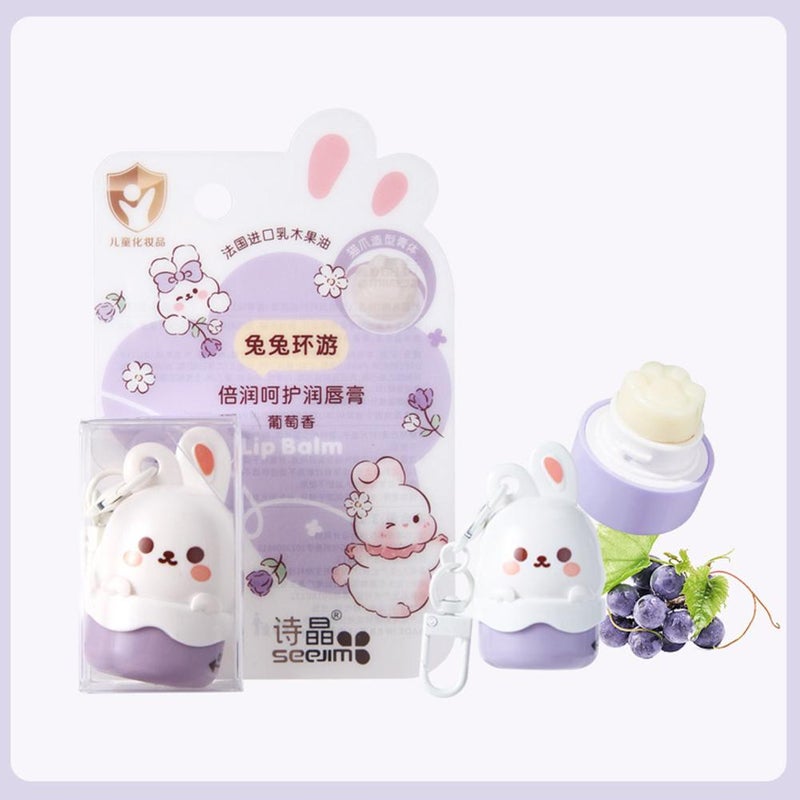 Lip Repair Stick,Lip Balm,Moisturizing Lip Care,Portable Kids Fruity Cute Rabbit Flavored Lip Balm with Keychain - Image 2